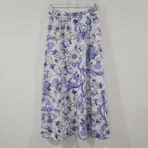 Rachel Zoe Womens Maxi Skirt Size Xs Floral Linen Flare Coastal Granddaughter